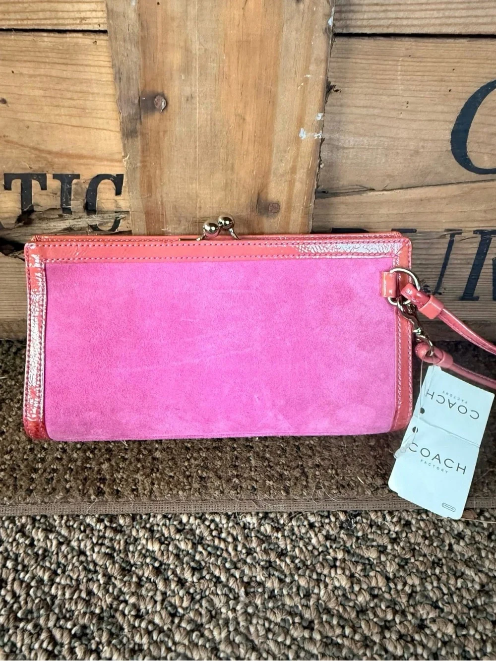 Coach 2004 Suede Framed kisslock clutch